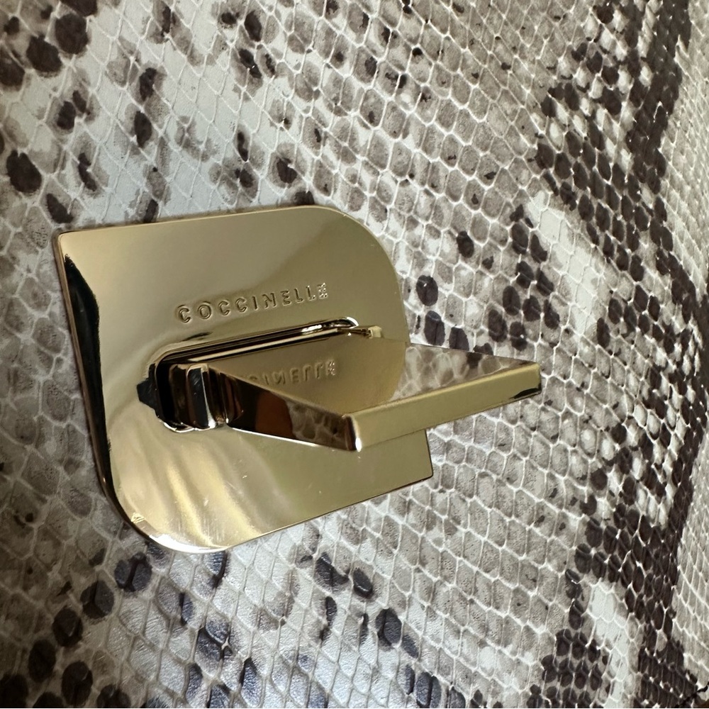 NWOT. Coccinelle Gray Snakeskin Crossbody Bag with Gold Hardware. Leather. - Picture 7 of 10